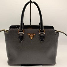 PRADA Saffiano Soft Handbag, Black with Gold Hardware, Leather, A4 Size #QY3VPG
