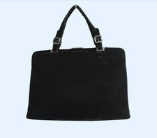 PRADA Handbag Velour Clasp Logo Embossed Black #QY8L2V