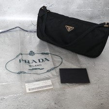 0708 PRADA MV633 Nylon One-Shoulder Bag, Black, Triangle Logo #QY00JY