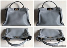 FENDI Peekaboo Regular Gray Calf Leather Handbag #QY8ETL