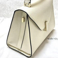 VALEXTRA Iside Medium White Calfskin 2-Way Bag Gold HW Women #QY5LCJ