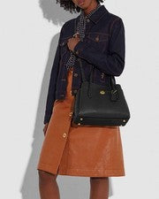 COACH Laura Carryall 30 Black Pebble Leather 2Way Satchel 89486 #QY5TD4