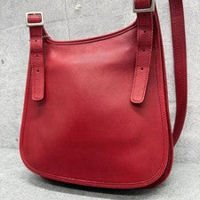 Old Coach Flap Leather Shoulder Bag 9135 Red #QY136D