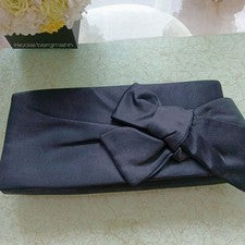 Christian Louboutin Satin Clutch Bag, Black, Ribbon, Party, Size 20 #QY2SG4