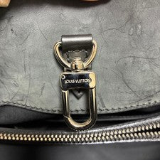 LOUIS VUITTON Black Leather Handbag Silver Hardware Made in France Elega #QY8DU3