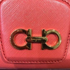 Salvatore Ferragamo Gancini Coral Pink Leather Handbag Italy #QY4JT3