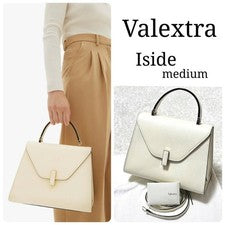 VALEXTRA Iside Medium White Calfskin 2-Way Bag Gold HW Women #QY5LCJ