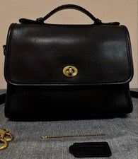 COACH Old Coach 9870 Turnlock Leather 2-Way Bag, Black #QYJIKZ