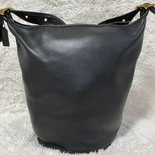 Old Coach 9085 Bucket Shoulder Bag, Black Leather, Large Capacity #QYBDDK