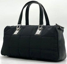 CHANEL bag, chocolate bar handbag, leather/nylon, black, Coco mark, No. #QYHEME