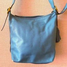 COACH Light Blue Shoulder Bag, Old Coach Tassel #QYI85R