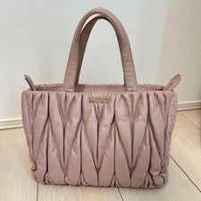 MIU MIU Italian-made Miu Miu Matelass? Shoulder Handbag Pink #QY13PS