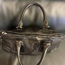 PRADA handbag, black nylon and leather. #QY73AJ