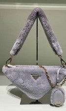 PRADA Medium Gray Shearling Handbag #QY4J9K