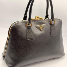 PRADA Saffiano Dome-Shaped Handbag, Black with Gold Hardware #QY5EWM