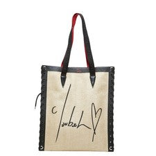 Christian Louboutin Cabasace Shoelace Tote Bag in Beige, Red, and Black #QY4I21