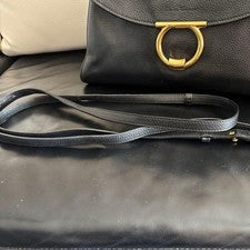 Salvatore Ferragamo Margot 2Way Black Leather Handbag H28 W33 #QY750S