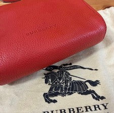 BURBERRY Leather Shoulder Bag Orange Embossed Logo #QY30ZH