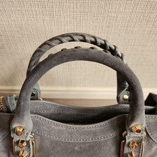 BALENCIAGA Gray Suede Handbag #QY7Y00