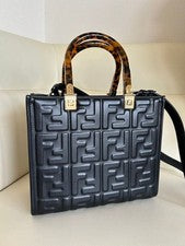 FENDI Sunshine Small Nappa Leather 2-Way Bag, Black #QY7I85
