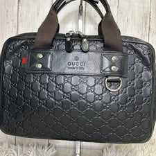 GUCCI Shima GG Leather Sherry Line Handbag Briefcase #QY1ZX3