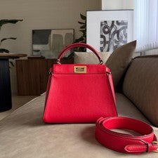 FENDI Peekaboo Iconic Mini Red Shoulder Bag (2-Way) #QYDC1L
