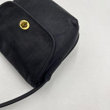 Old Coach Shoulder Bag, Turnlock Closure, Leather, Dark Navy #QYJ340