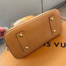LOUIS VUITTON Alma Gold Leather Handbag #QY73Q1