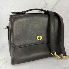 COACH Old Coach 2-way Shoulder Bag/Handbag, Leather, Black, 9870 #QY5DMJ