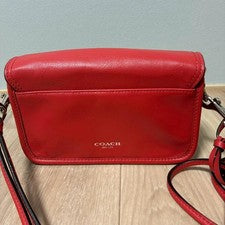 COACH Legacy Penny Shoulder Bag Leather, Red #QY6NNT