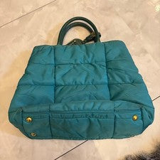 PRADA Teal Nylon Tote Handbag Blue Women #QYKTDK