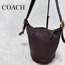 Old Coach Shoulder Bag Side Pack Dark Brown Leather 9953 #QY3861