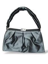GIORGIO ARMANI Metal Grey Pleated Handbag, Made in Italy #QY9VBE