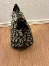 DIOR Trotter D-Logo Canvas Leather Handle Handbag #QY7RG4