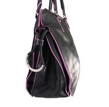LOEWE Flamenco Handbag, Black x Pink, Silver, Nappa Leather #QY90KT