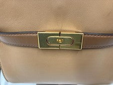 Tory Burch Lee Lajwill Double Tote Petite Grey Leather 2-Way #QYA3IN