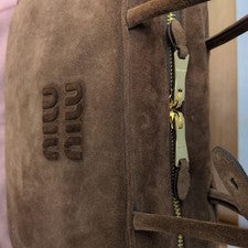 miu miu Beau suede handbag brown