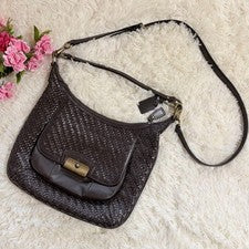 COACH Old Coach Shoulder Bag, Dark Brown, Woven Leather #QYCVK9