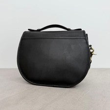 Old Coach shoulder bag, turn-lock closure, Daruma design, black. #QY55QB