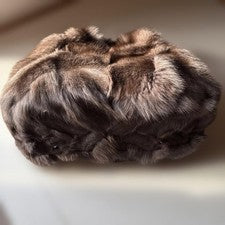 TOD'S Dark Brown Fluffy Fur Handbag Double Handle W40 H25 D20 #QY8TQL