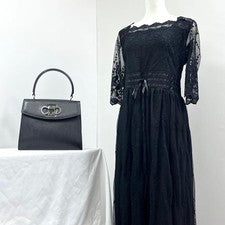 Ferragamo handbag, double Gancini design, black, silver hardware. #QY97XR