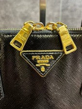 PRADA handbag, Saffiano leather, black, triangle logo #QYD3TP
