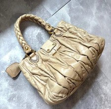 Leather Miu Miu Matelassé handbag, ivory leather #QYE6UD