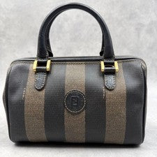 Fendi Pequin Pattern Handbag, 2-Way Shoulder Bag, Mini Boston Bag #QYINXC