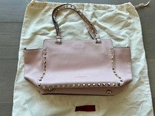 VALENTINO Rockstud Tote Rose Quartz Pink Leather W25-39 H18 #QYFHVL