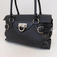 Ferragamo black Gancini handbag/one-shoulder bag #QY26JS