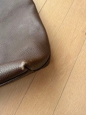 BVLGARI Dark Brown Leather Handbag Ring Detail Large Tote #QYL0HU