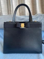 FERRAGAMO 2way Tote Bag Black Vara Ribbon #QYJZ19