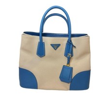 Prada Canvas Saffiano Leather Tote Bag, Blue #QYKECL