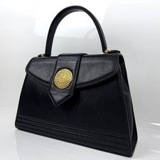 Yves Saint Laurent formal bag, gold hardware, center logo, leather, blac #QY8E1I